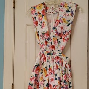 Floral side cut out mini dress